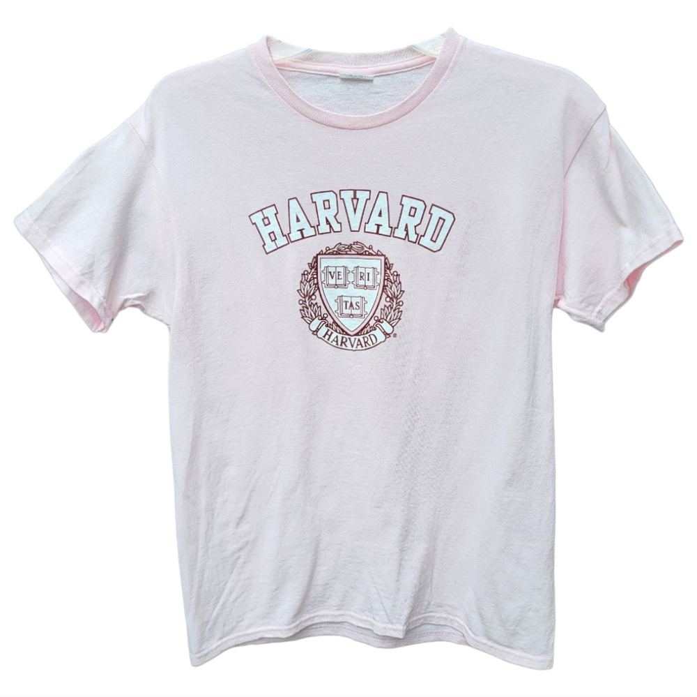 Pink Short Sleeve Tee with Harvard Graphic - Size S